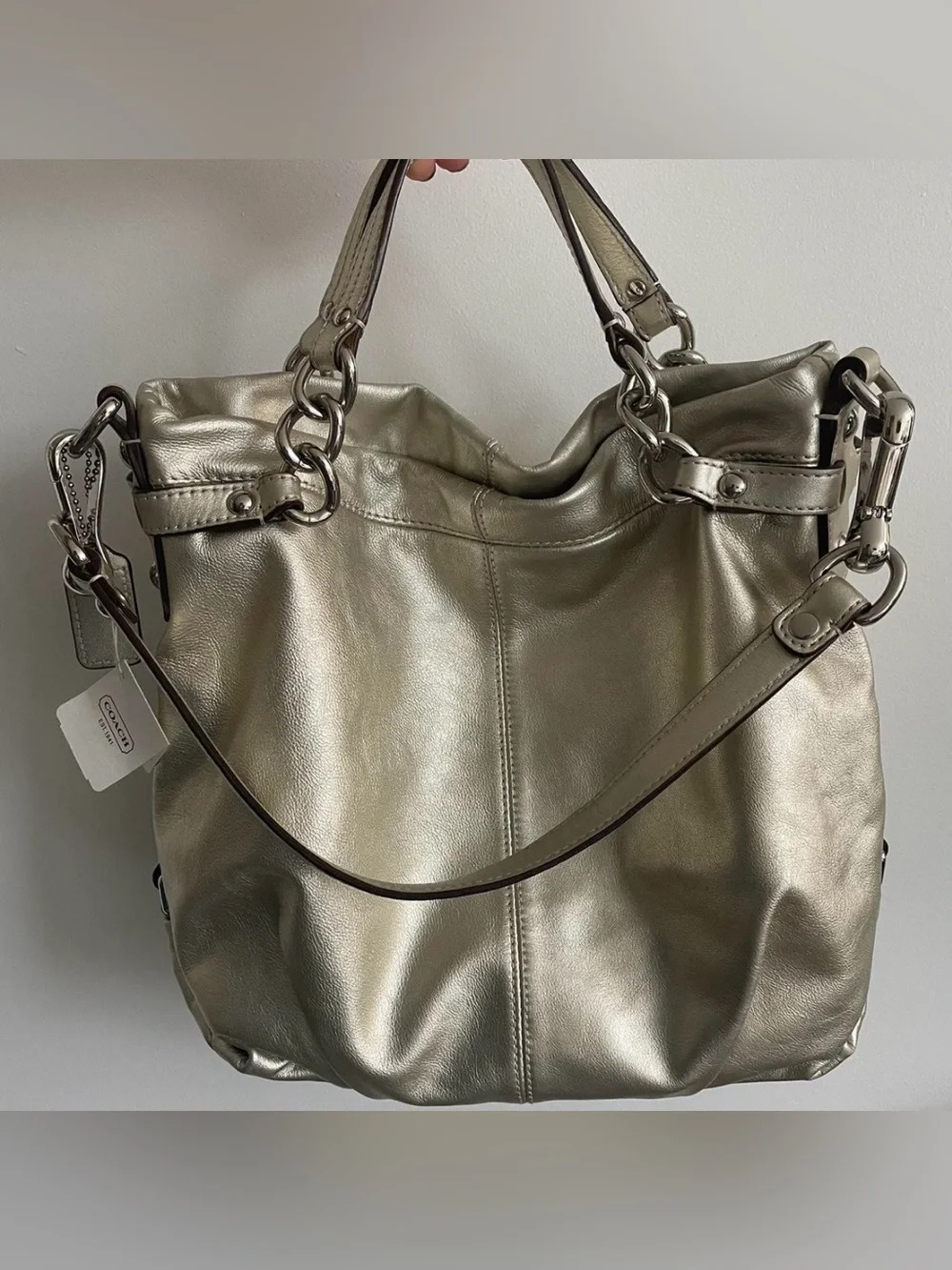 Coach Gold Metallic Leather Shoulder Bag